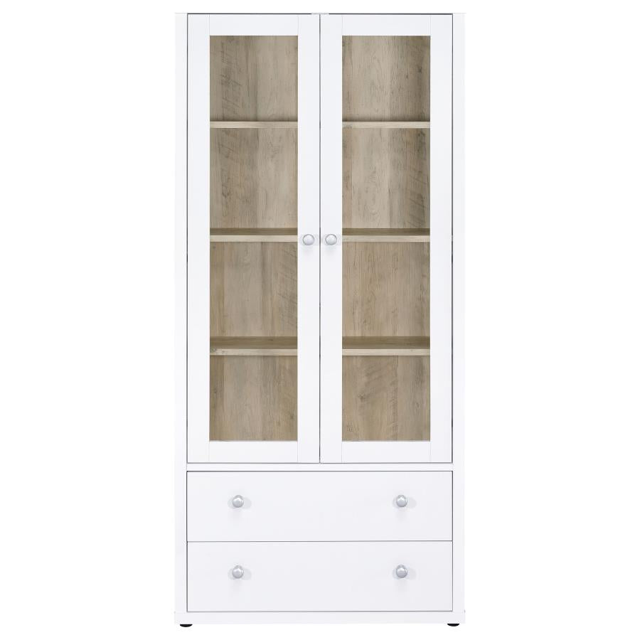 Hawthorne 3-shelf Glass Door Tall Cabinet with Drawers White