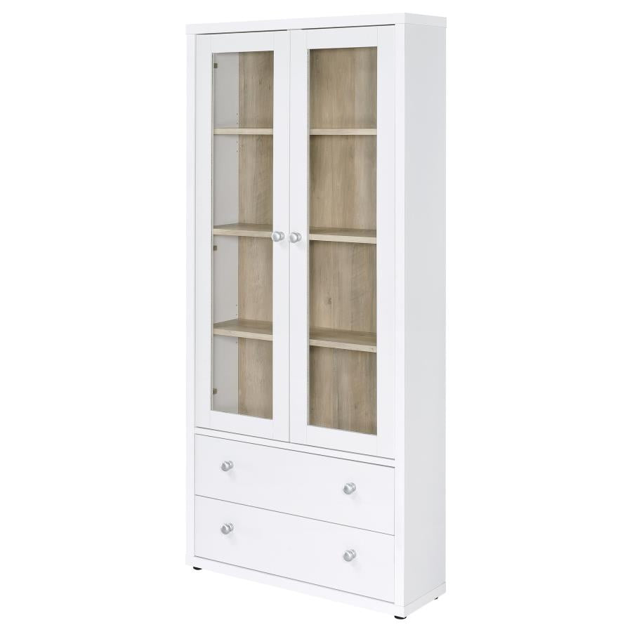 Hawthorne 3-shelf Glass Door Tall Cabinet with Drawers White