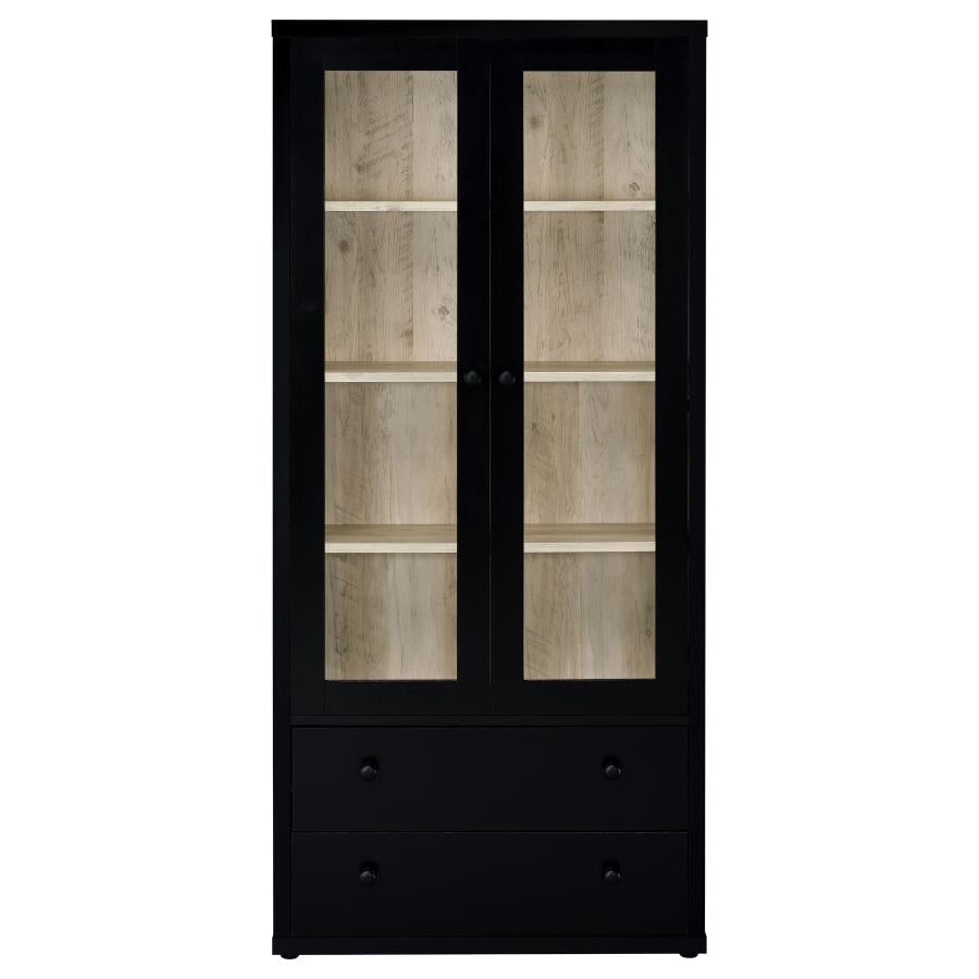 Hawthorne 3-shelf Glass Door Cabinet with Drawers Black