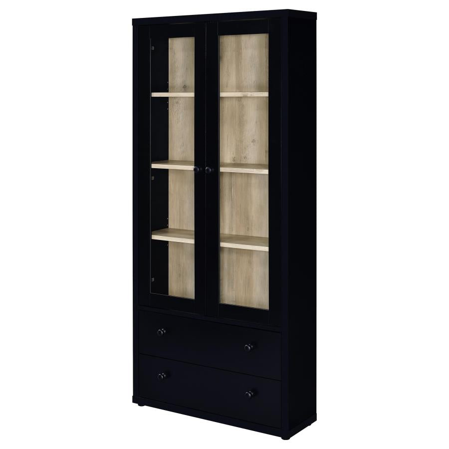 Hawthorne 3-shelf Glass Door Cabinet with Drawers Black