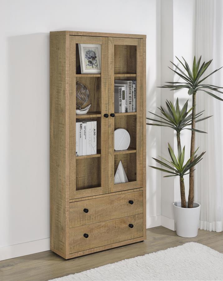Hawthorne 3-shelf Glass Door Tall Cabinet with Drawers Mango