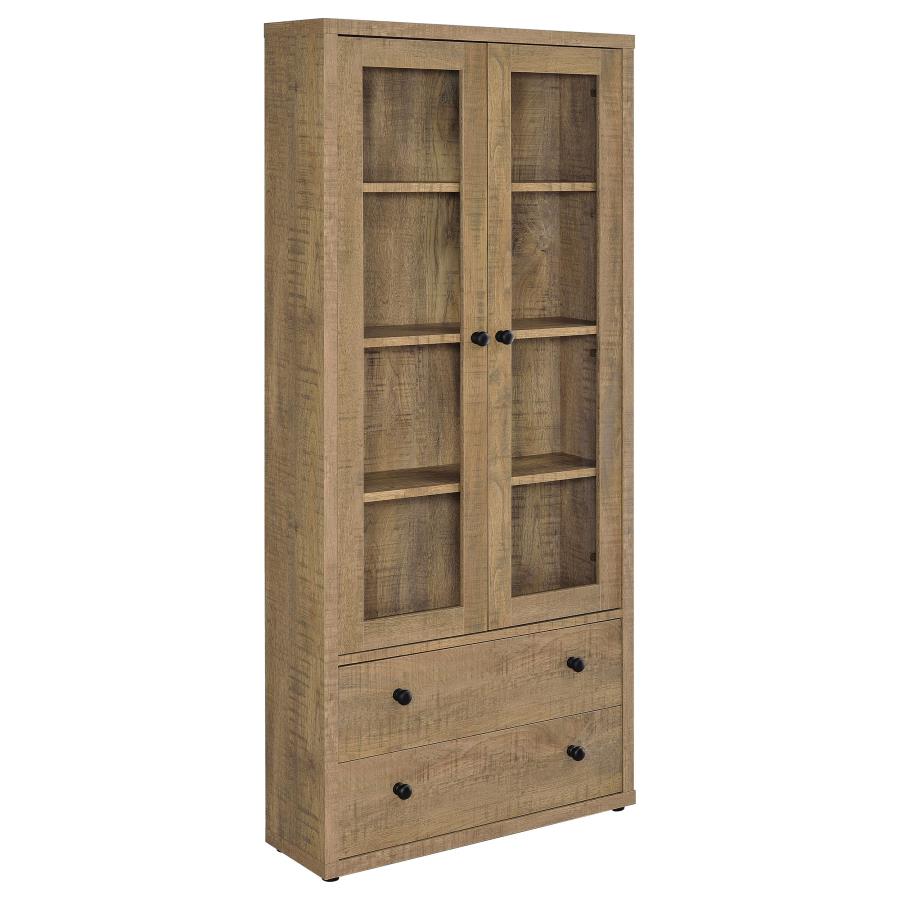 Hawthorne 3-shelf Glass Door Tall Cabinet with Drawers Mango