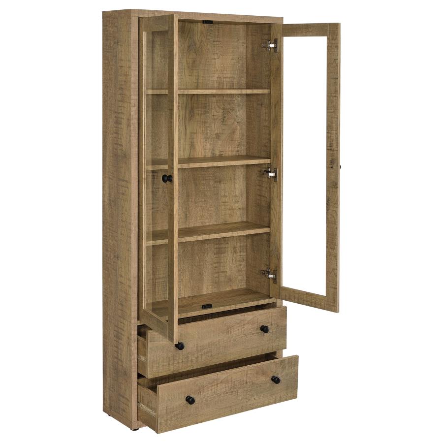 Hawthorne 3-shelf Glass Door Tall Cabinet with Drawers Mango