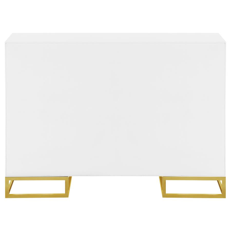 Elsa 2-door Wood Storage Accent Cabinet White and Gold
