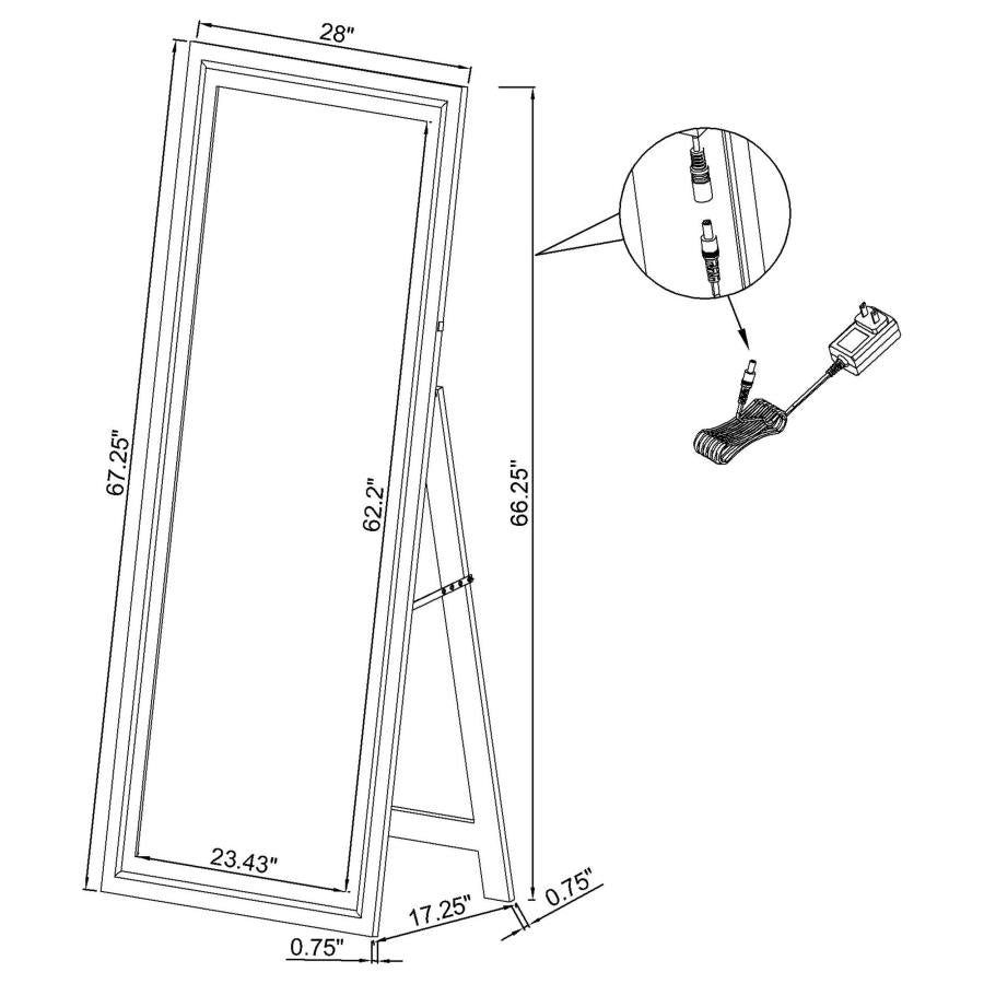 Windrose 28 x 67 Inch Tempered LED Standing Mirror White