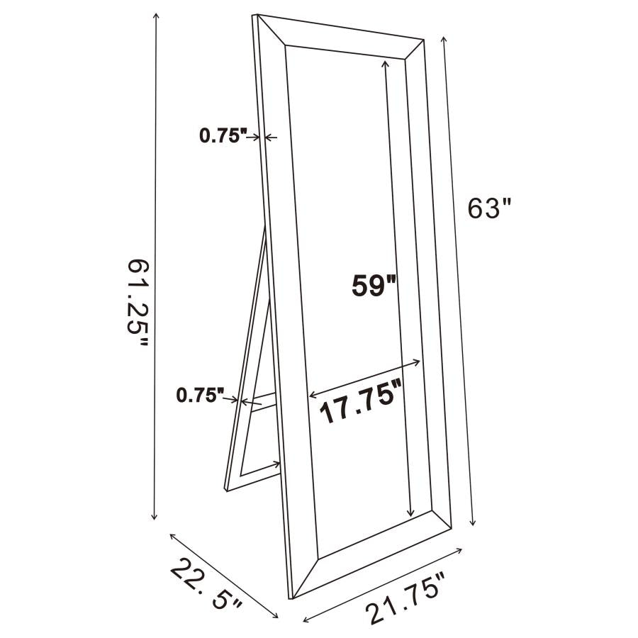 Soline 22 x 61 Inch Framed Standing Floor Mirror Silver