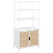 Amherst 3-shelf Radio Weave Cane Metal Accent Cabinet White