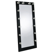 Zayan 32 x 71 Inch Floor Mirror LED Lighting Black High Gloss