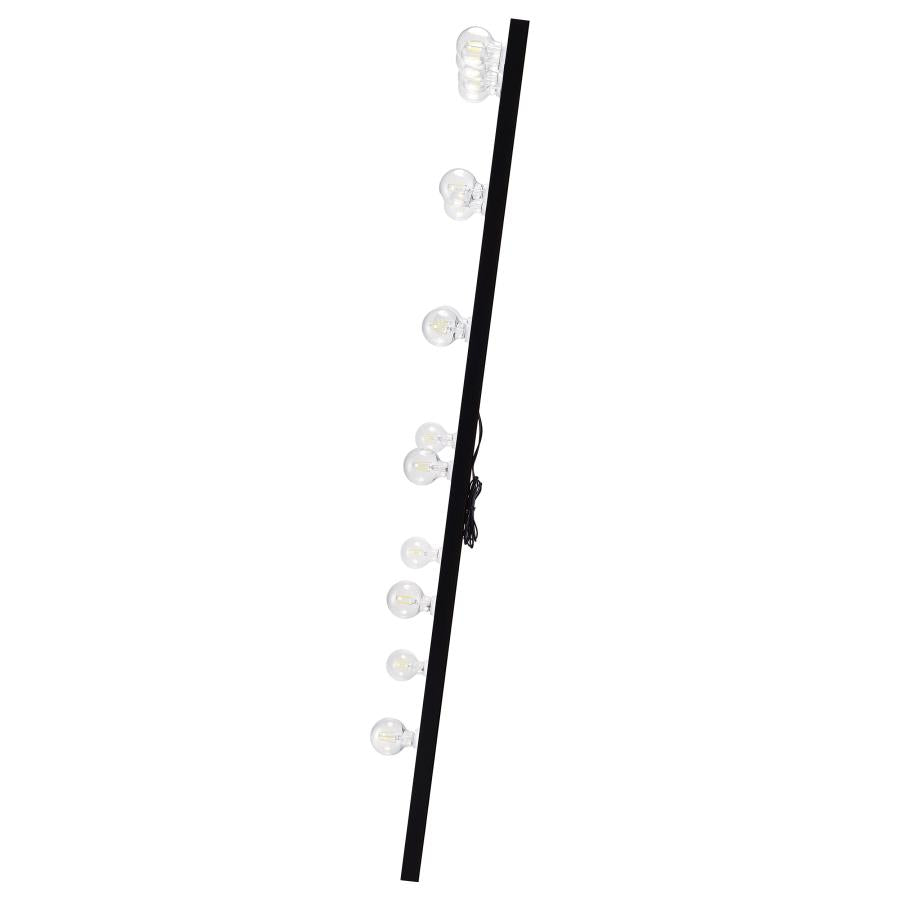 Zayan 32 x 71 Inch Floor Mirror LED Lighting Black High Gloss