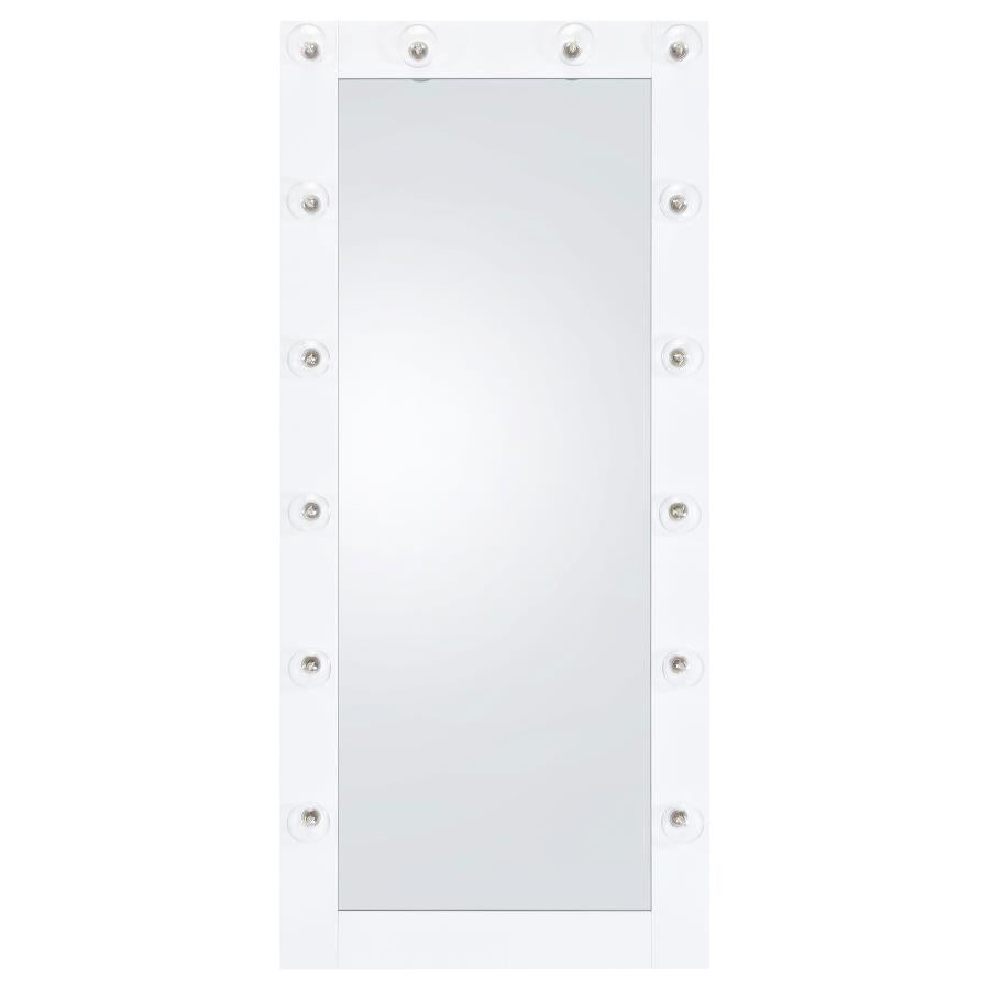 Zayan 32 x 71 Inch Floor Mirror LED Lighting White High Gloss
