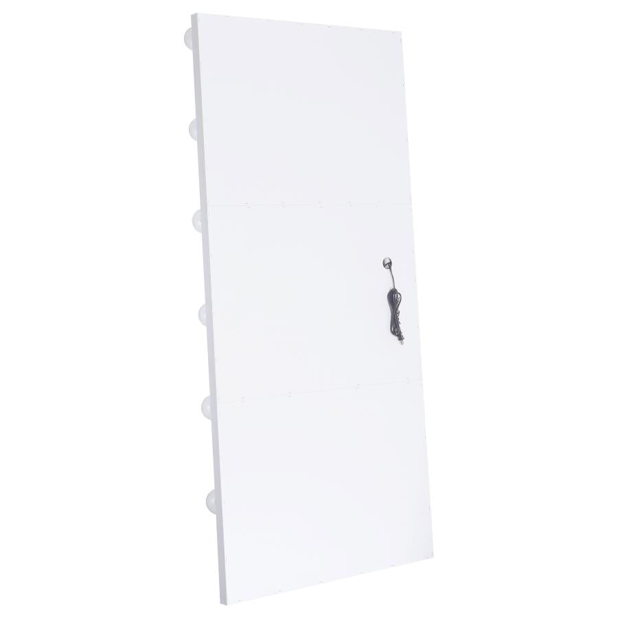 Zayan 32 x 71 Inch Floor Mirror LED Lighting White High Gloss