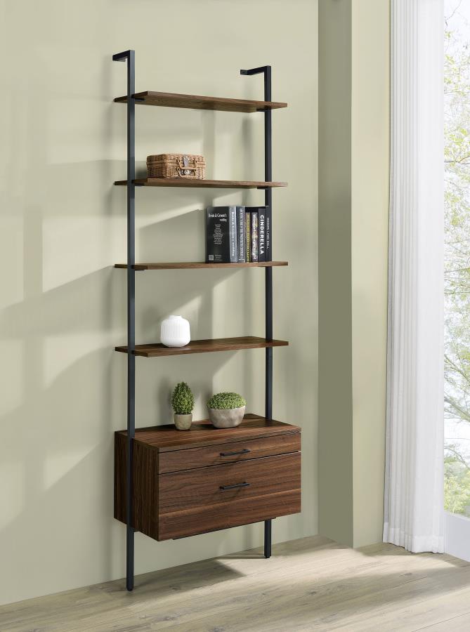 Owens 96-inch 5-shelf Storage Wall Bookshelf Walnut
