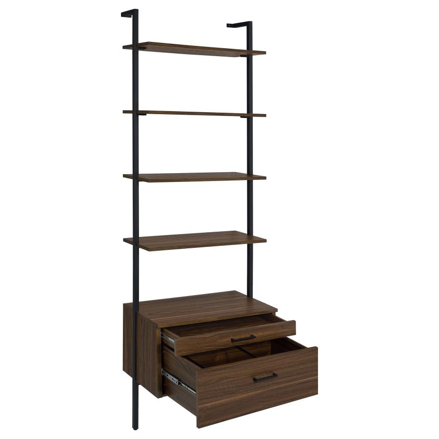 Owens 96-inch 5-shelf Storage Wall Bookshelf Walnut