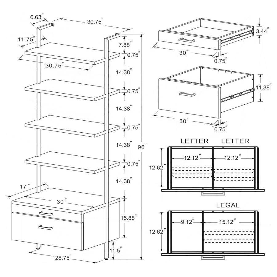 Owens 96-inch 5-shelf Storage Wall Bookshelf Walnut