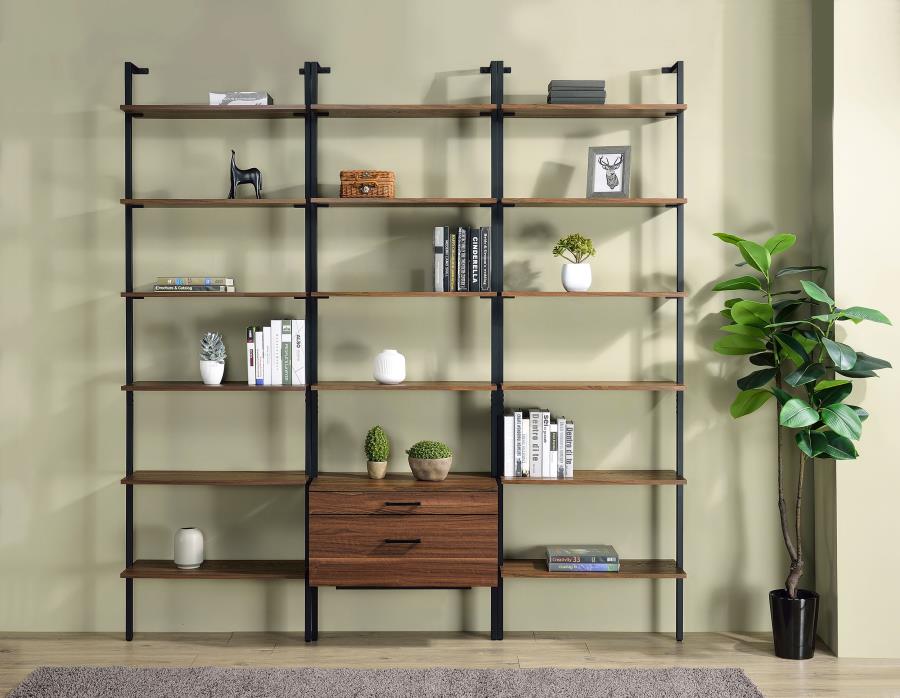 Owens 96-inch 5-shelf Storage Wall Bookshelf Walnut