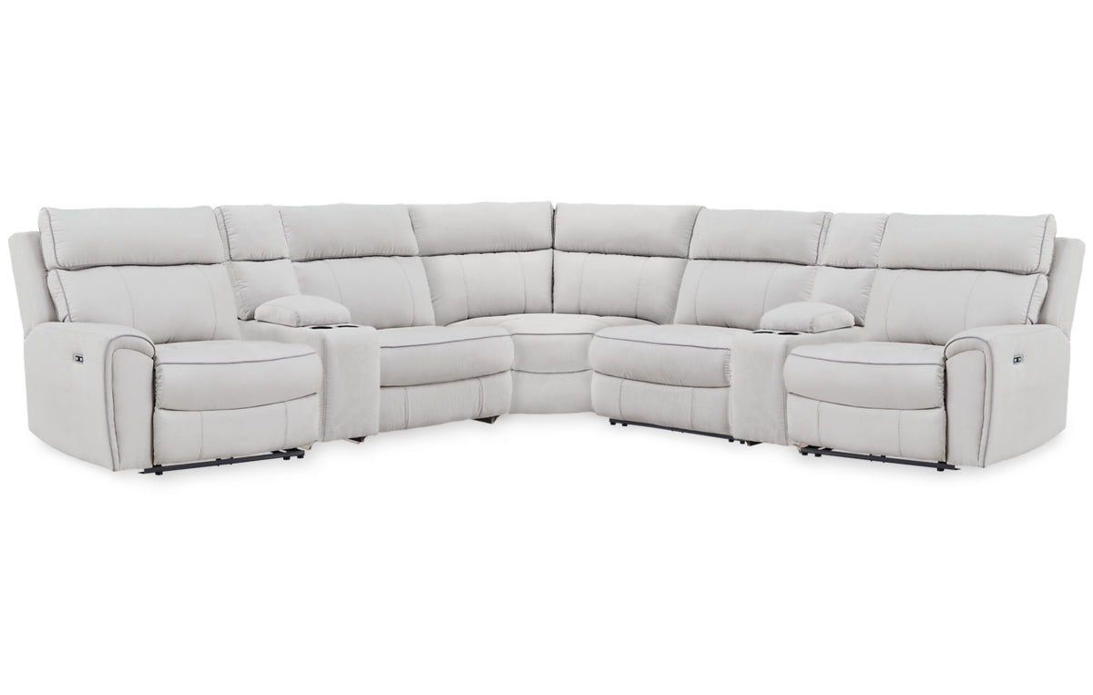 Social Pointe 7-Piece Reclining Sectional with Storage Consoles