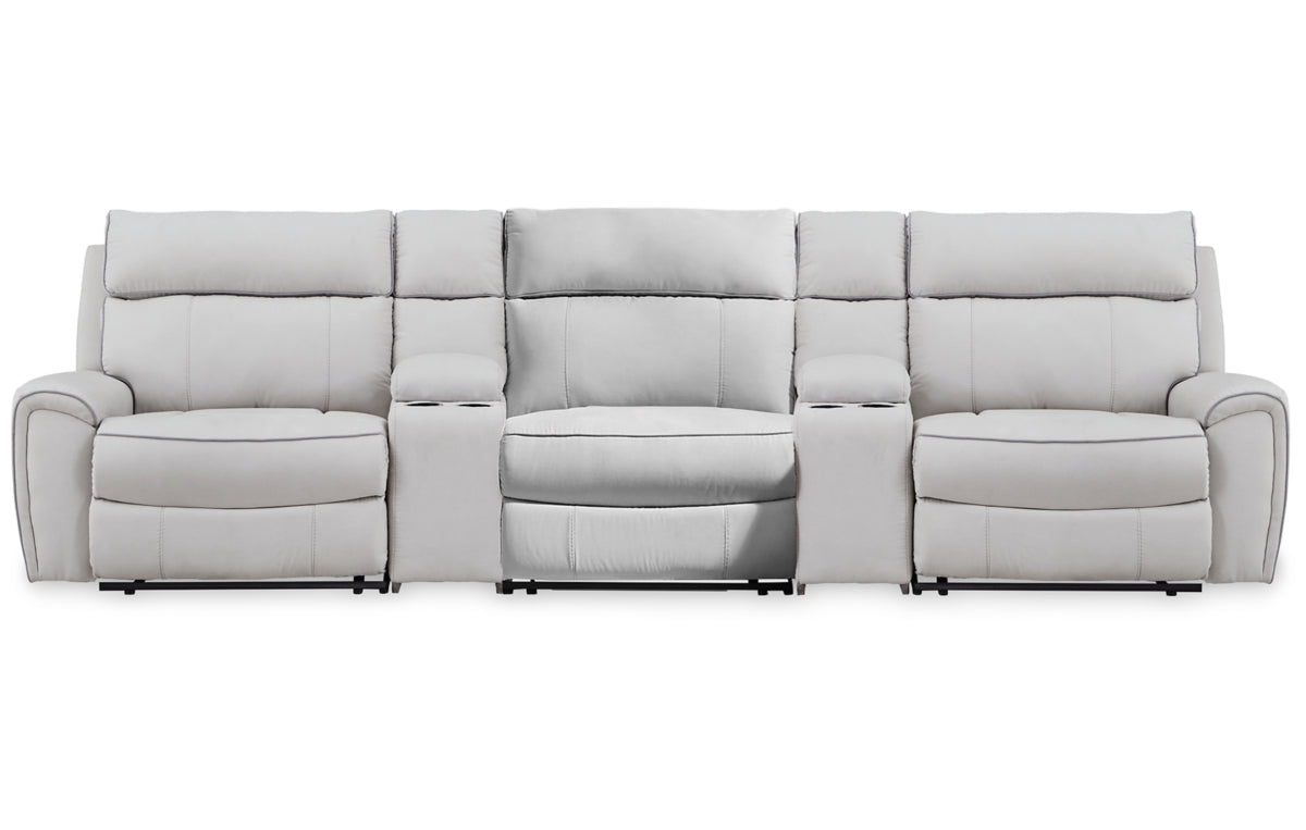Social Pointe 5-Piece Reclining Sectional with Storage Consoles