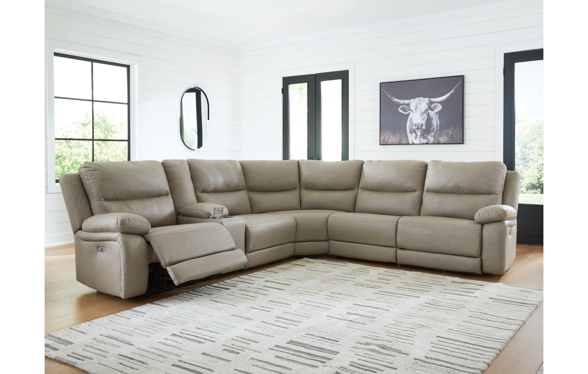 Narwhal Place 6-Piece Reclining Sectional with Storage Console