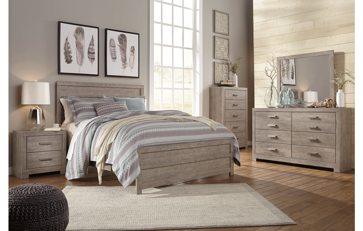 Culverbach Queen Panel Bed with Mirrored Dresser and Chest