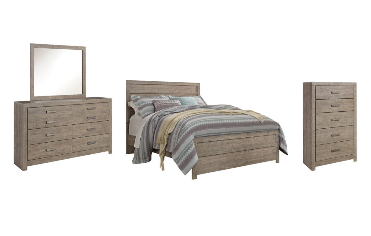 Culverbach Queen Panel Bed with Mirrored Dresser and Chest