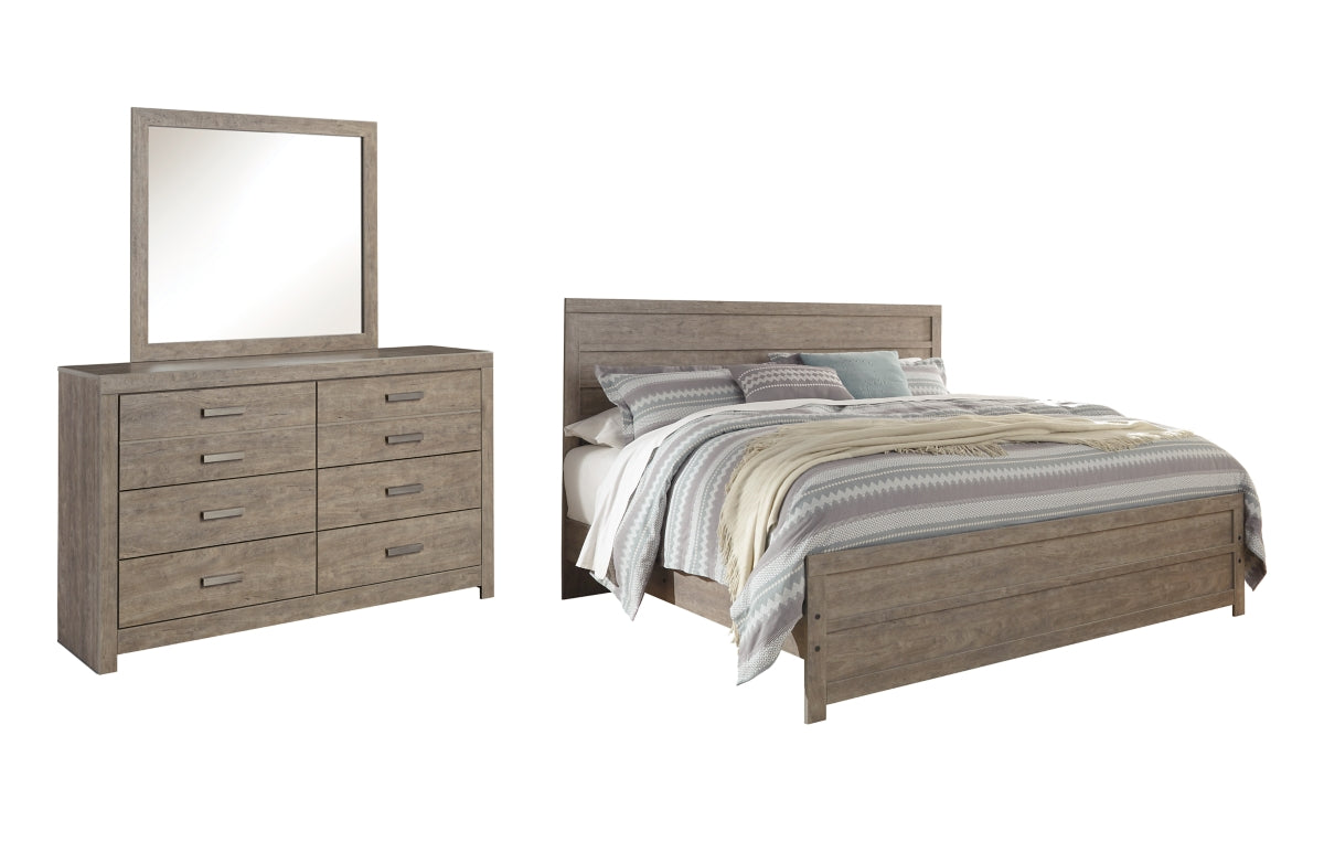 Culverbach King Panel Bed with Mirrored Dresser