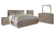 Culverbach King Panel Bed with Mirrored Dresser, Chest and Nightstand
