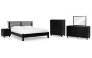 Danziar King Panel Bed with Mirrored Dresser, Chest and Nightstand