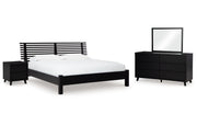 Danziar Queen Panel Bed with Mirrored Dresser and Nightstand