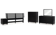 Danziar King Panel Headboard with Mirrored Dresser, Chest and Nightstand