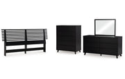 Danziar King Panel Headboard with Mirrored Dresser and Chest