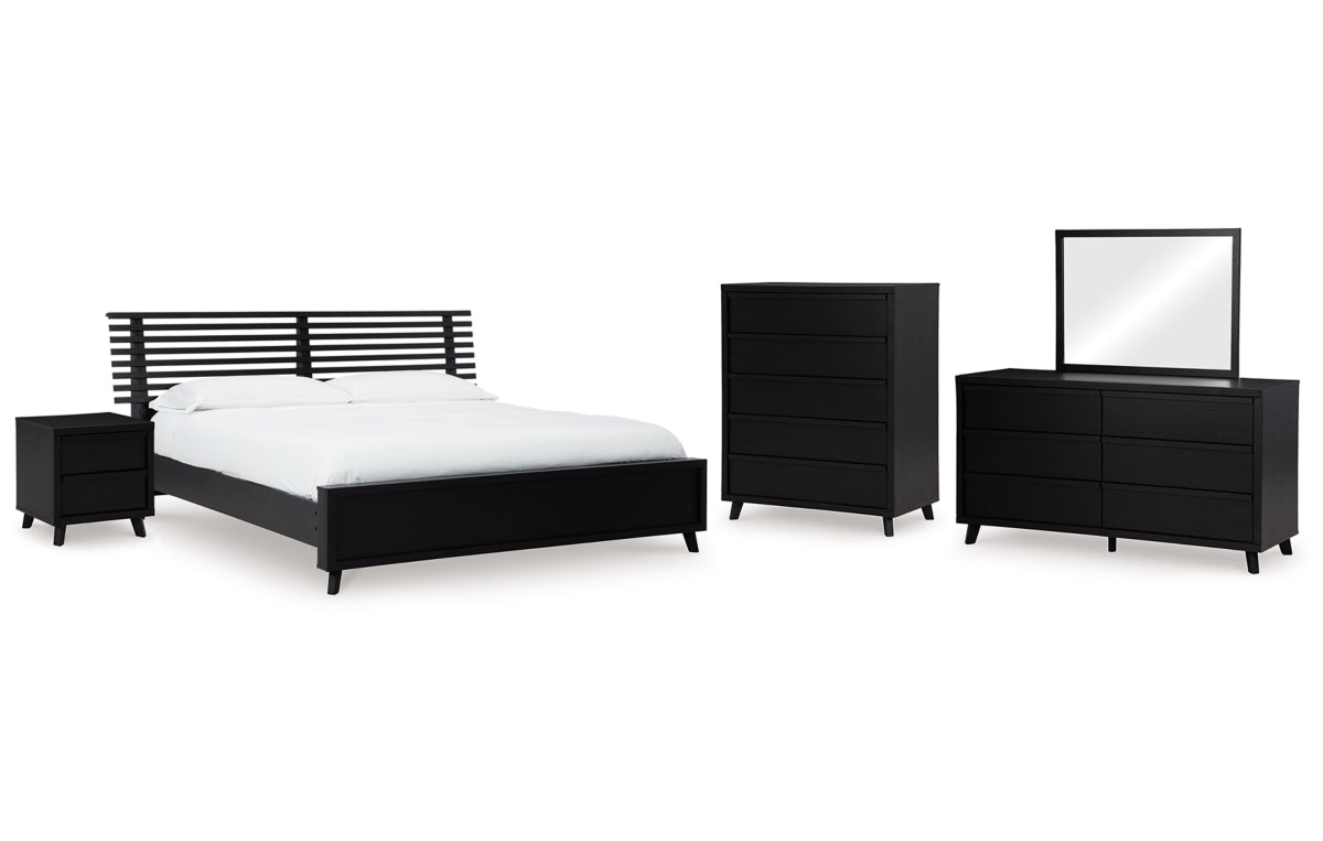 Danziar Queen Slat Panel Bed, Dresser, Mirror, Chest and Nightstand