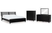 Danziar Queen Panel Bed with Mirrored Dresser and Chest