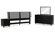 Danziar King Panel Headboard with Mirrored Dresser and Nightstand