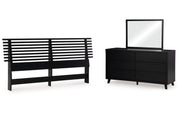 Danziar King Panel Headboard with Mirrored Dresser