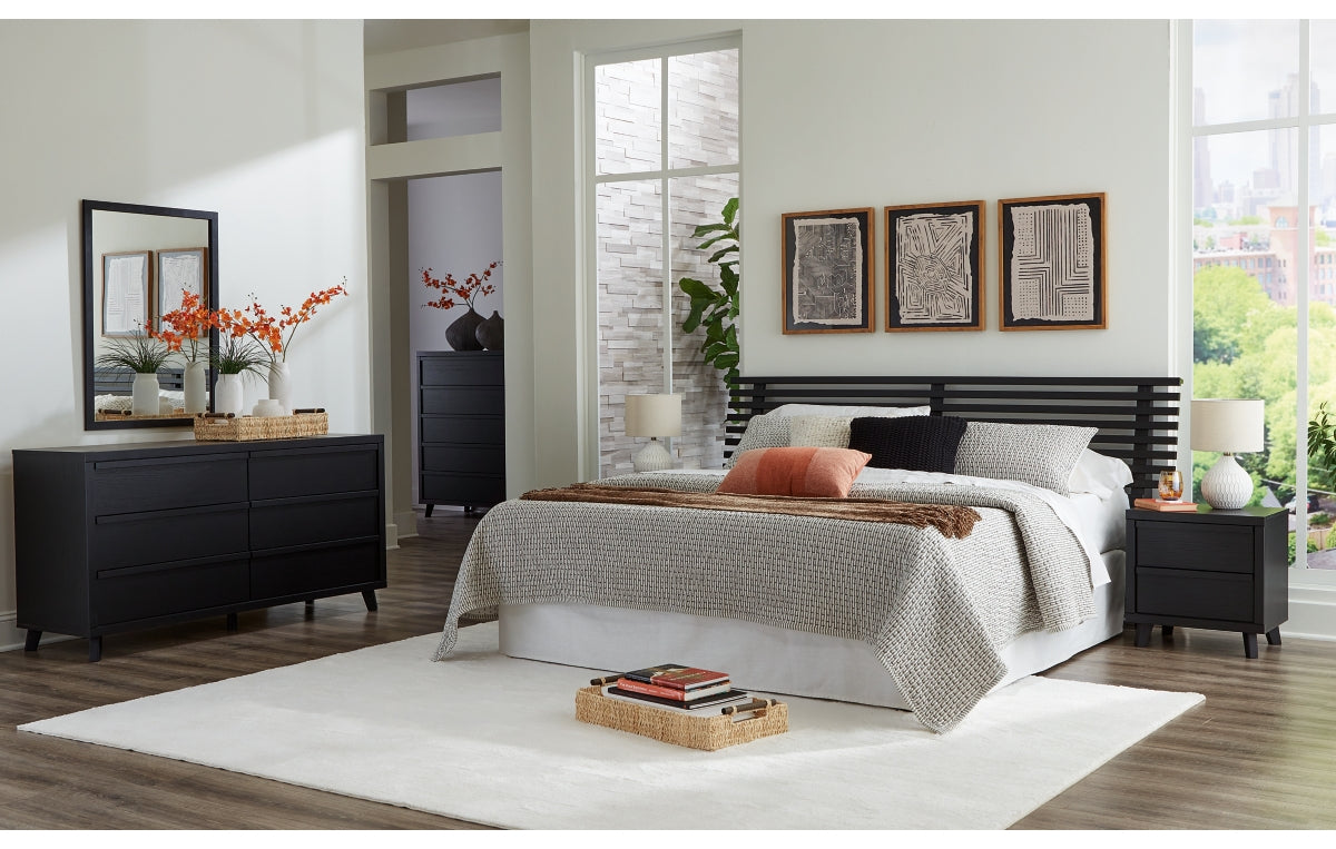 Danziar Queen Slat Headboard, Dresser, Mirror, Chest and Nightstand