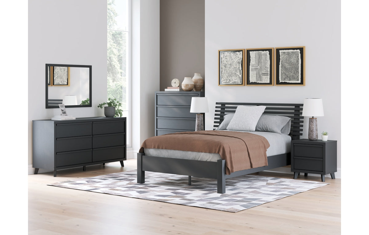 Danziar Queen Slat Headboard, Dresser, Mirror, Chest and Nightstand