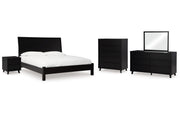 Danziar King Panel Bed with Mirrored Dresser, Chest and Nightstand