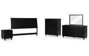 Danziar King Panel Headboard with Mirrored Dresser, Chest and Nightstand