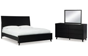 Danziar King Panel Bed with Mirrored Dresser