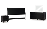 Danziar King Panel Headboard with Mirrored Dresser and Nightstand