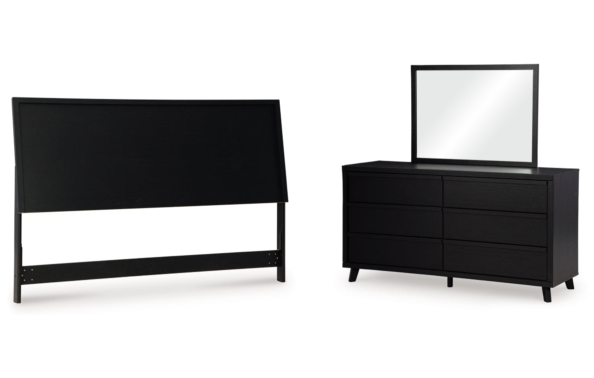 Danziar King Panel Headboard with Mirrored Dresser