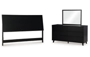 Danziar King Panel Headboard with Mirrored Dresser