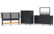 Danziar Queen Panel Headboard with Mirrored Dresser and Chest