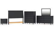 Danziar Queen Panel Headboard with Mirrored Dresser, Chest and Nightstand