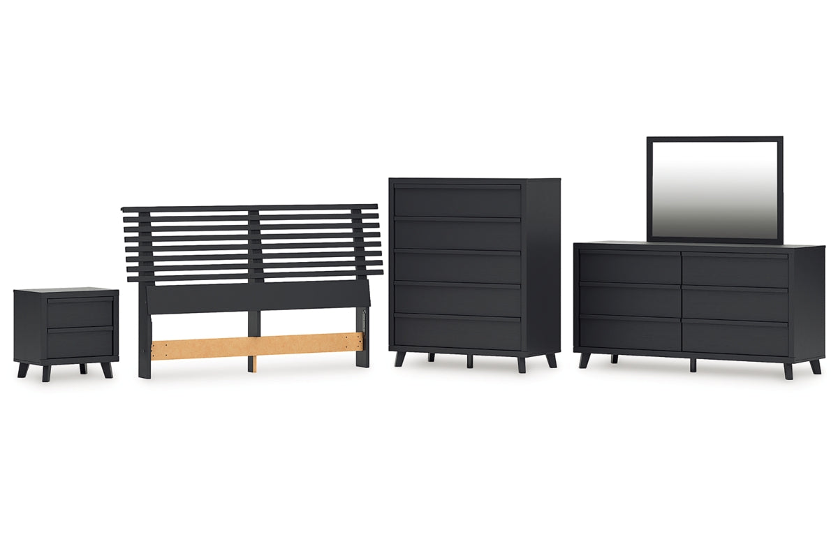 Danziar Queen Slat Headboard, Dresser, Mirror, Chest and Nightstand