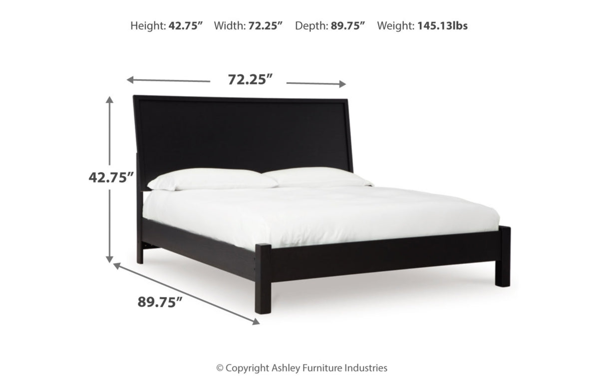 Danziar Queen Panel Bed with Mirrored Dresser and Chest