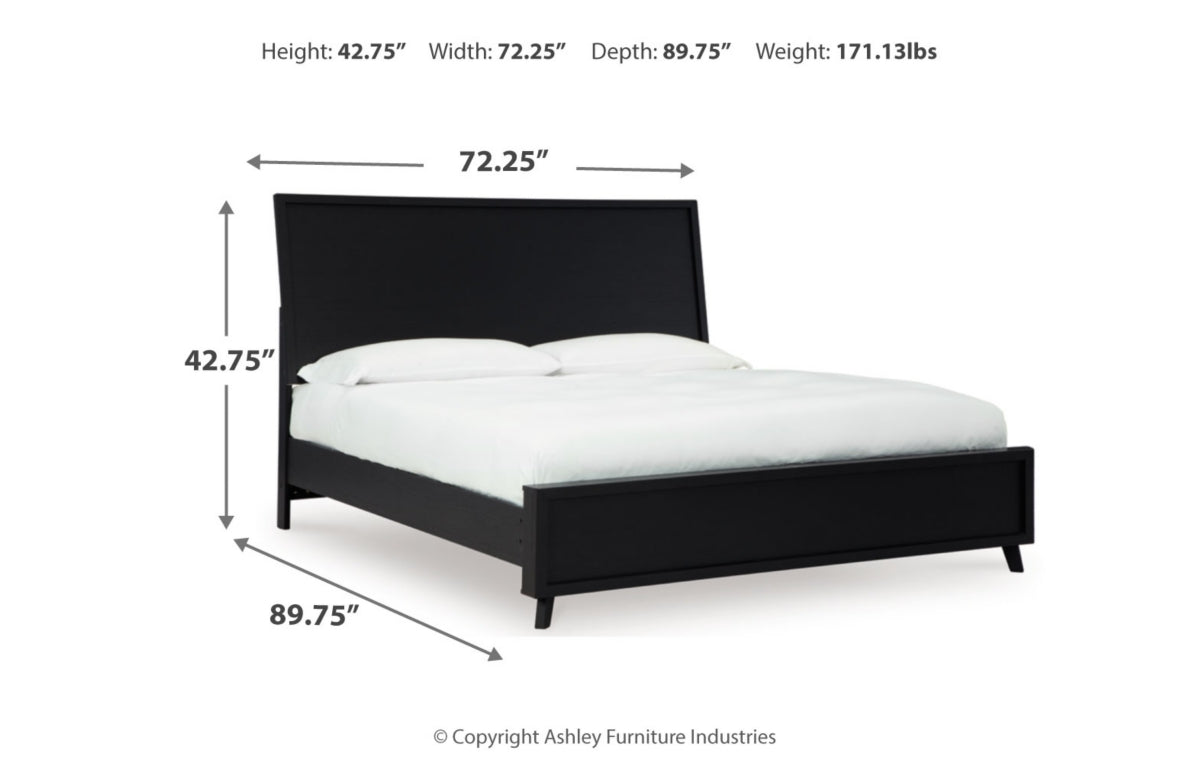 Danziar Queen Panel Bed with Mirrored Dresser and Nightstand