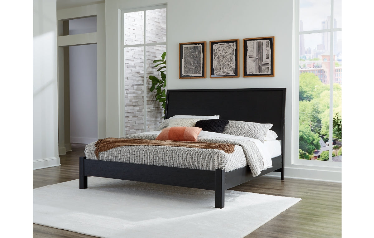 Danziar Queen Panel Bed with Mirrored Dresser and Nightstand