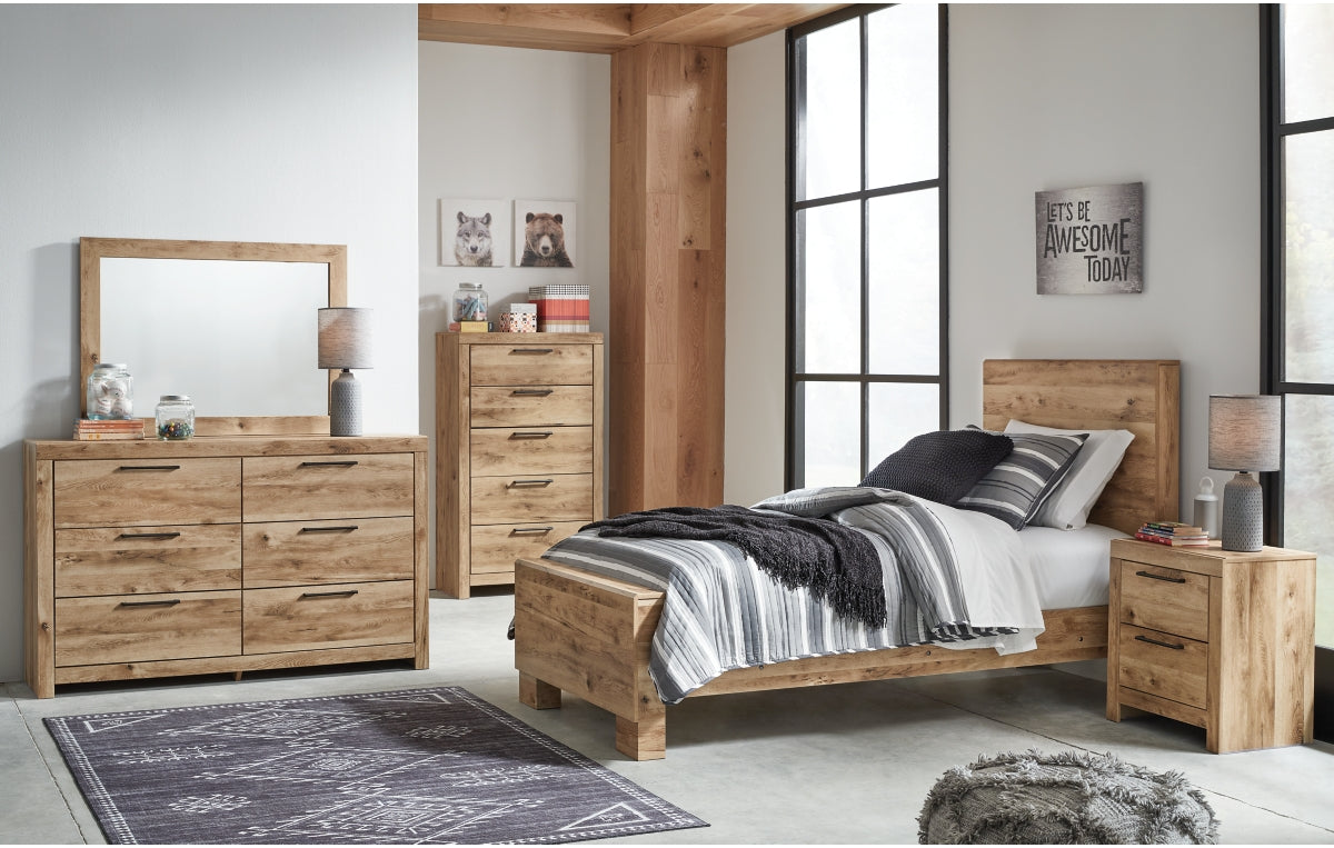 Hyanna Twin Panel Bed, Dresser, Mirror, Chest and Nightstand