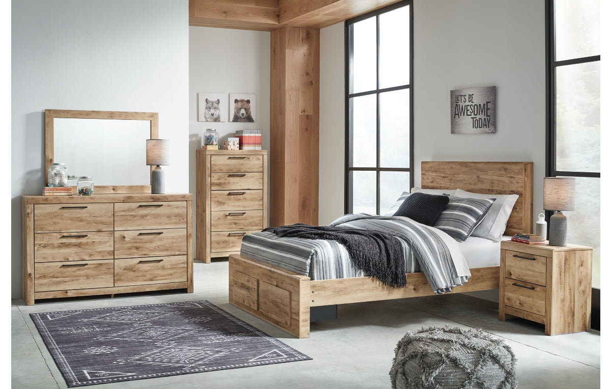 Hyanna Full Panel Storage Bed, Dresser, Mirror, Chest and Nightstand